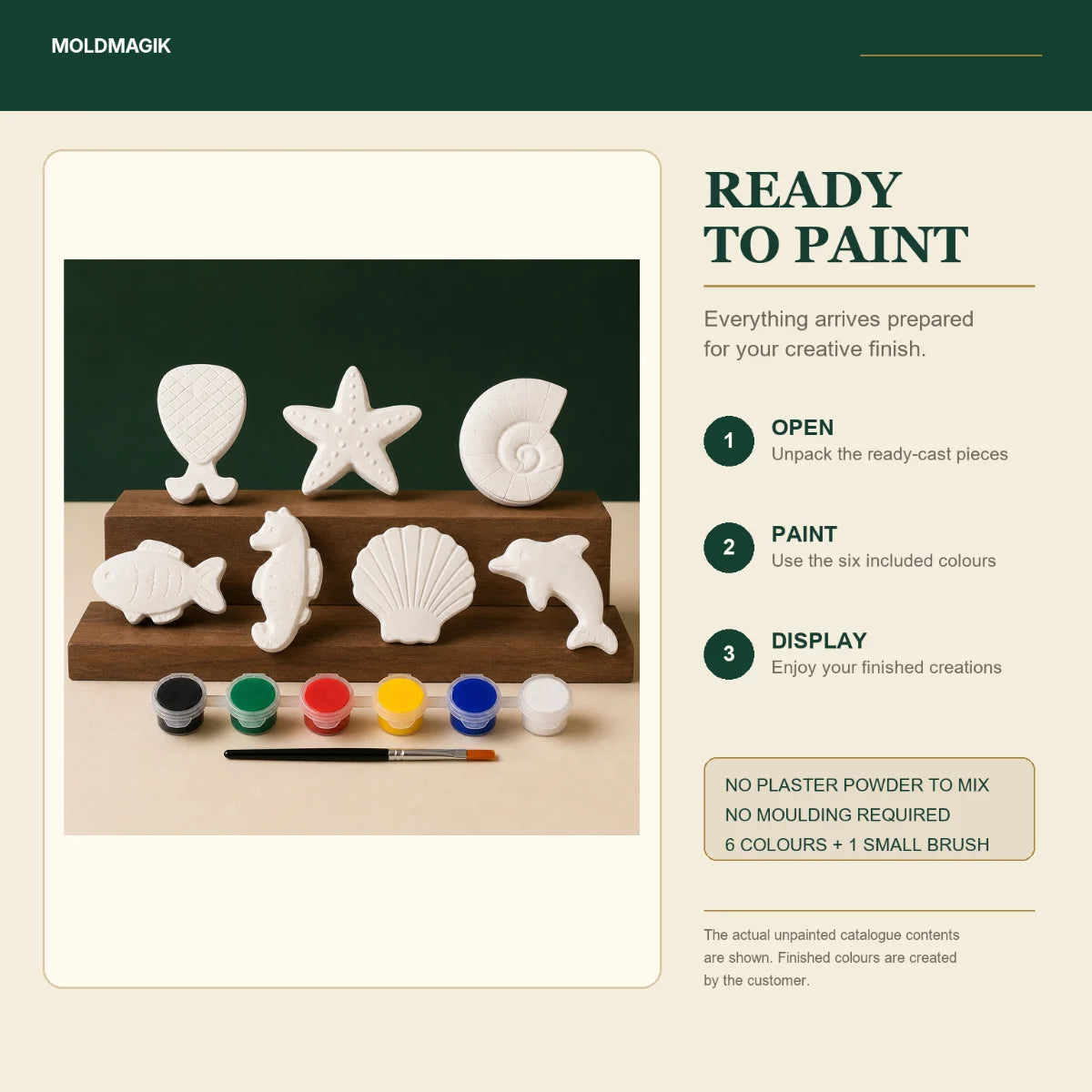 Ready to paint — open the box, paint the pieces, display them