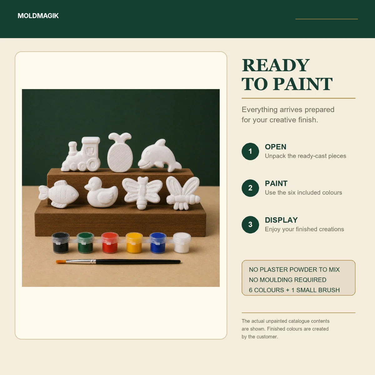 Ready to paint — open the box, paint the pieces, display them