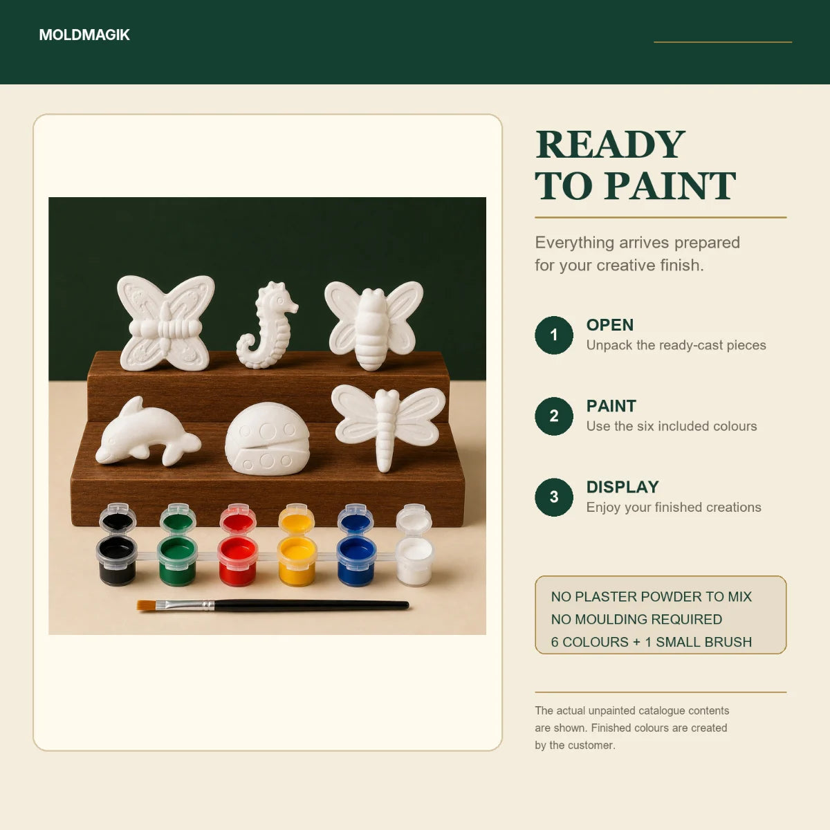 Ready to paint — open the box, paint the pieces, display them