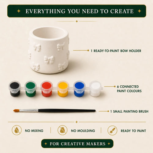 Everything included: the cast pieces, six paint colours and one brush