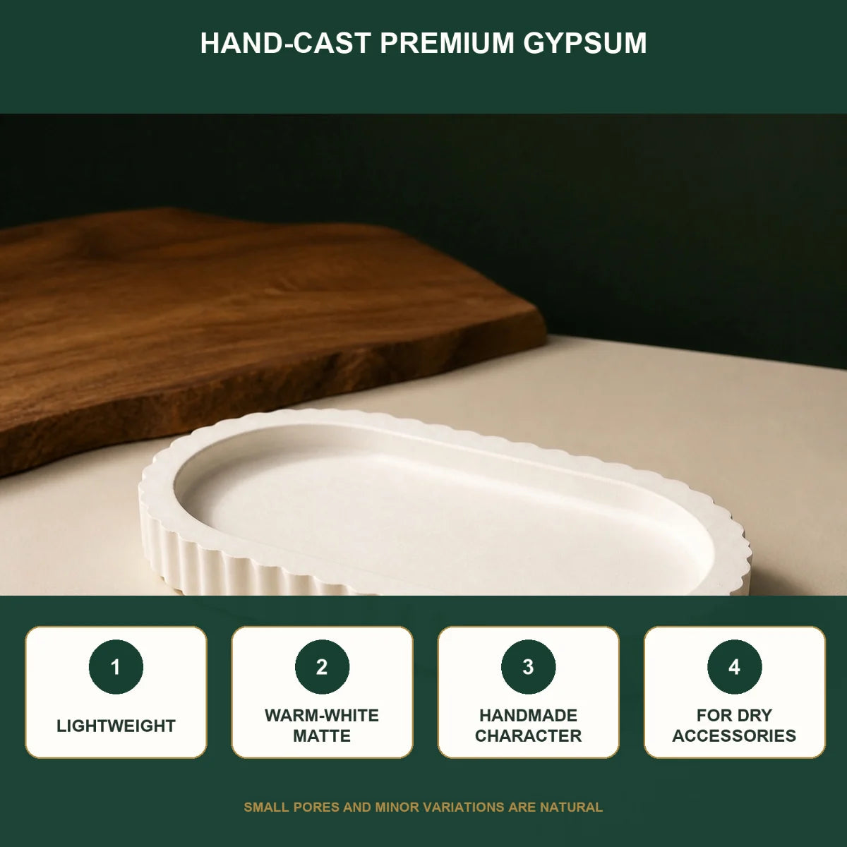 The pieces in use as desk and shelf decor