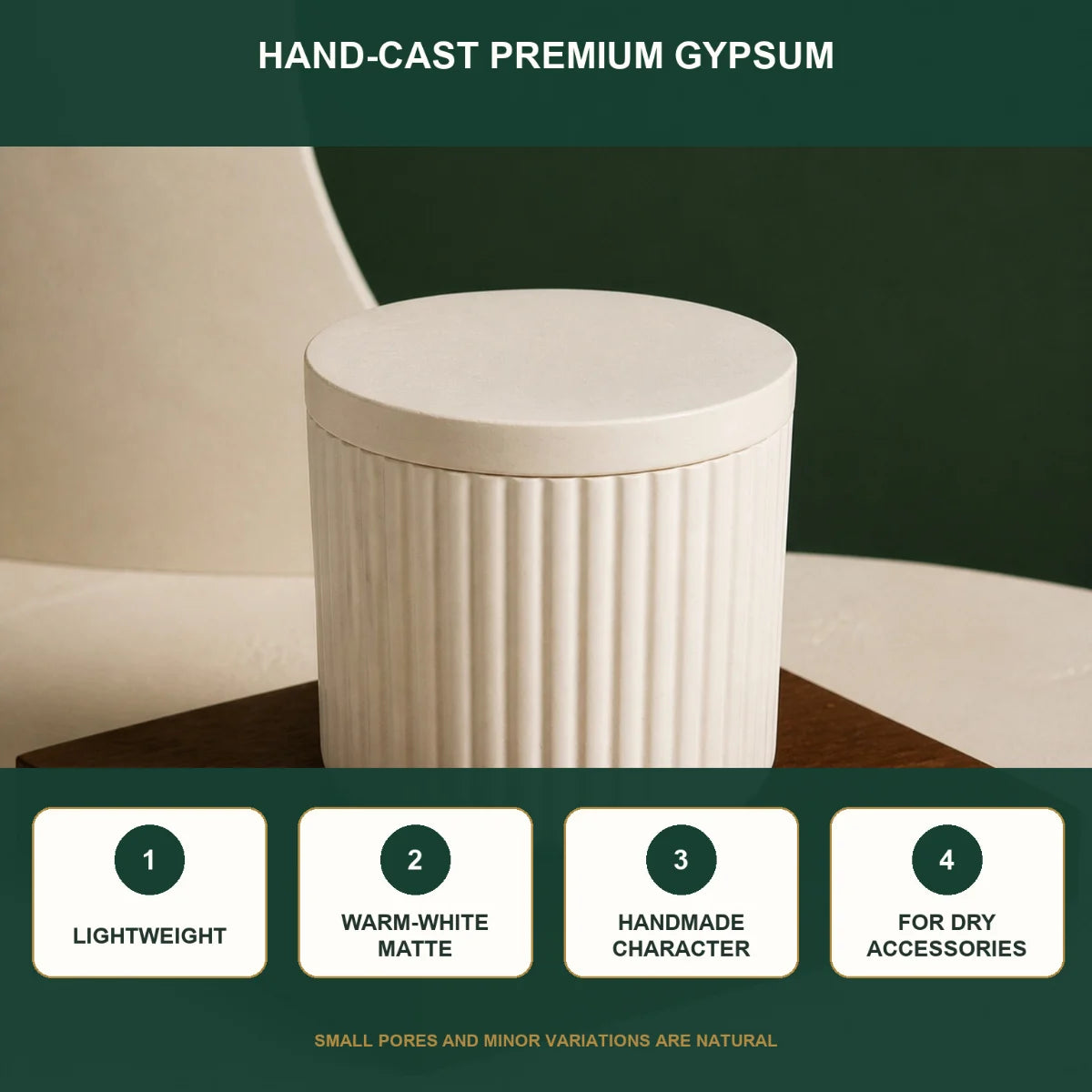 The pieces in use as desk and shelf decor