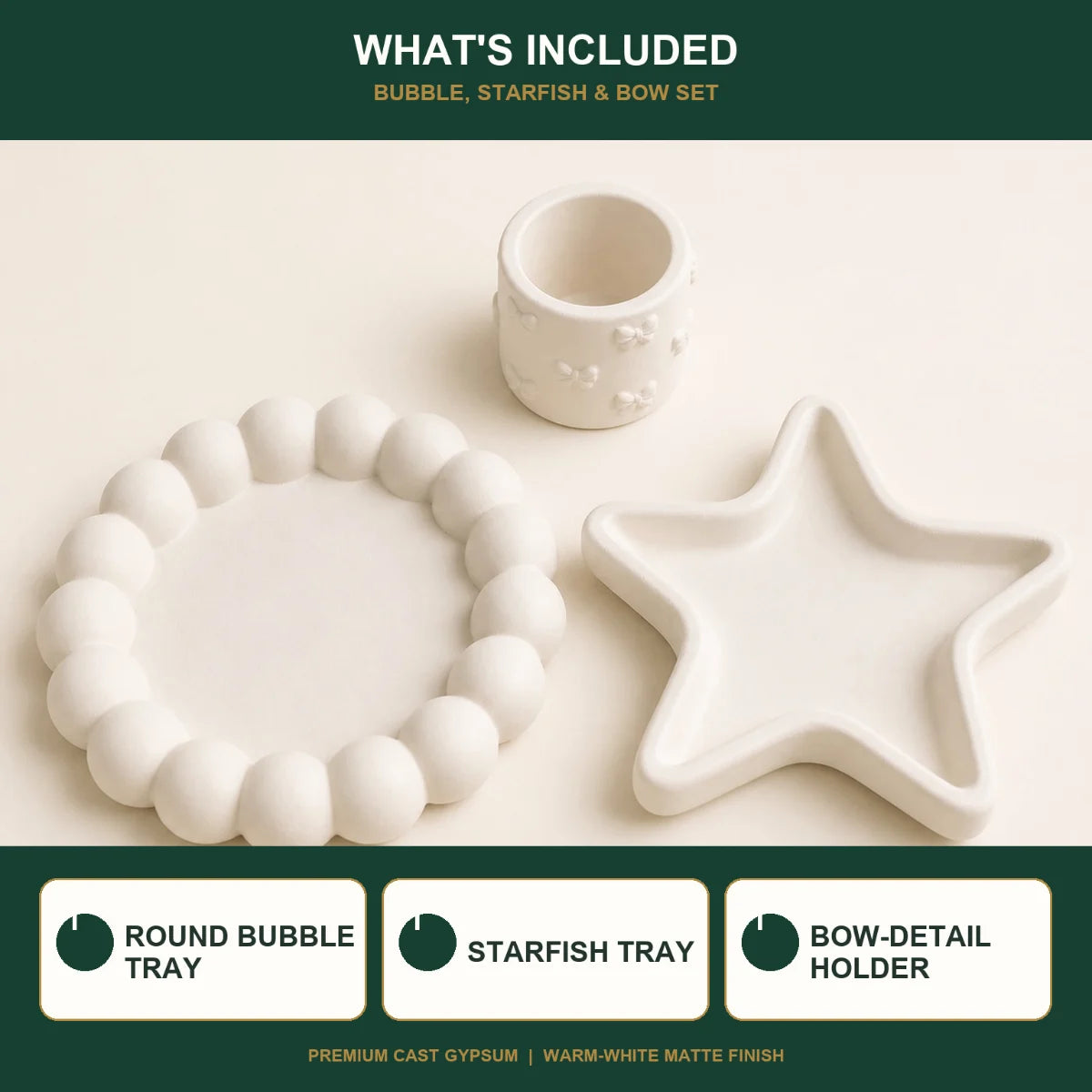 Everything included: the hand-cast plaster of paris pieces