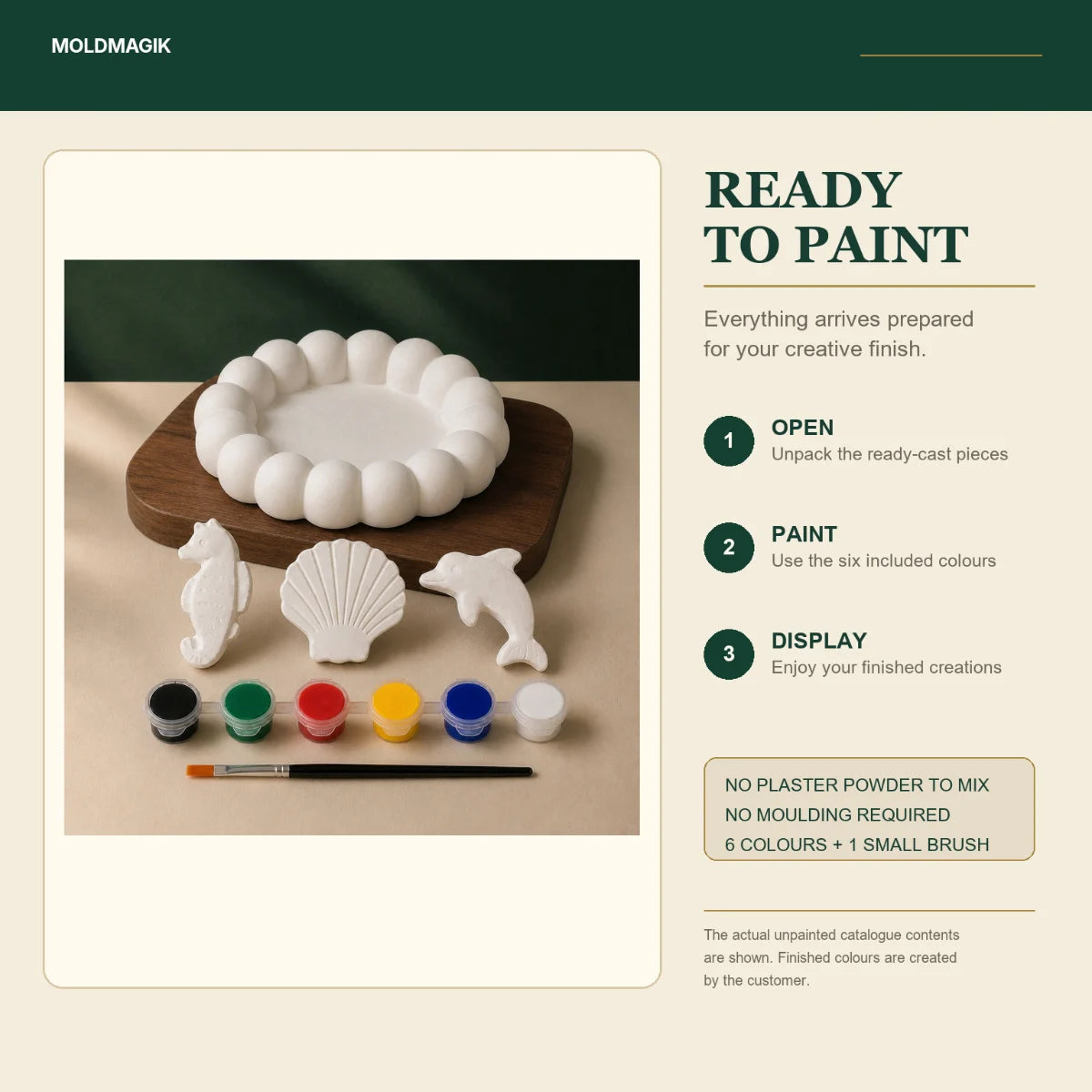 Ready to paint — open the box, paint the pieces, display them