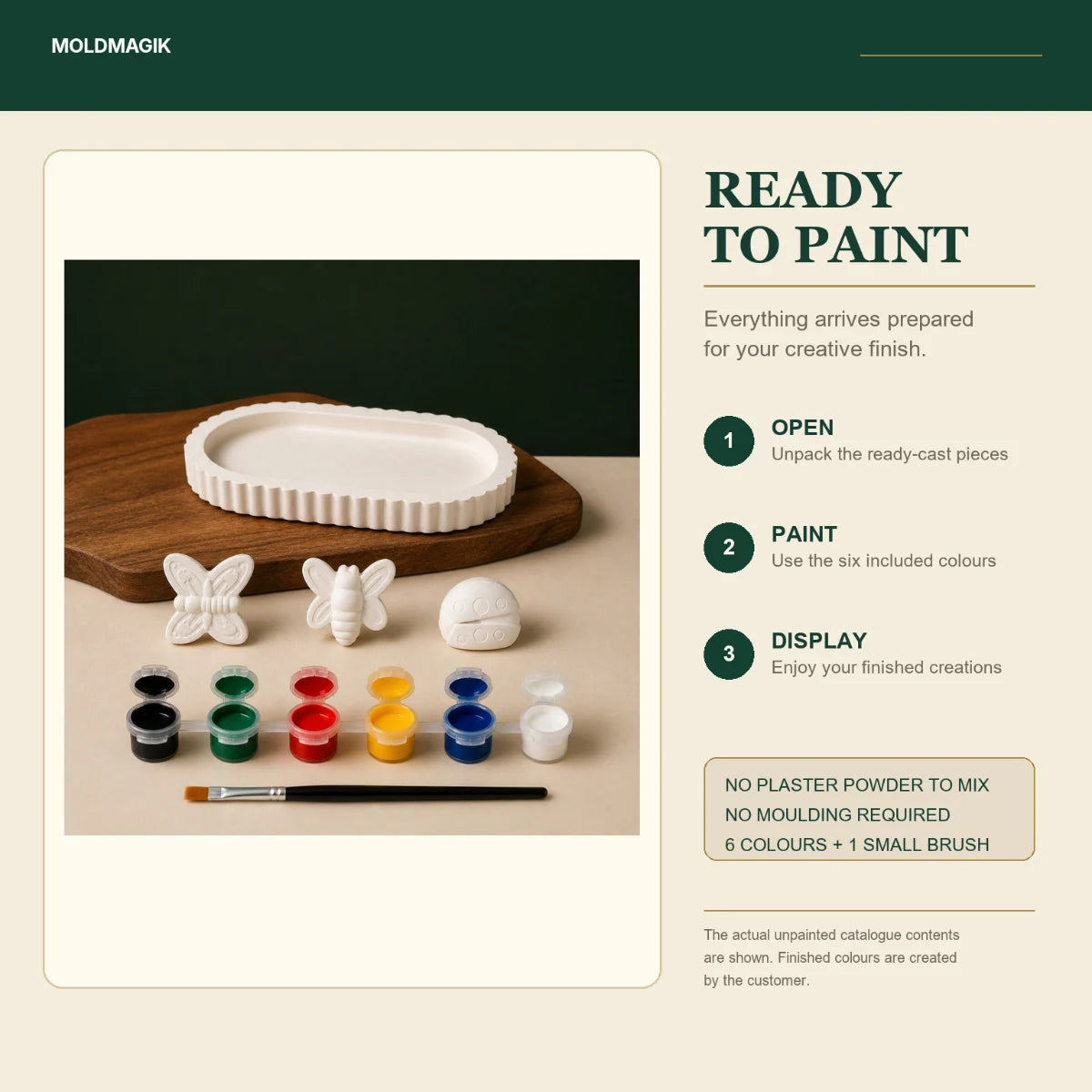Ready to paint — open the box, paint the pieces, display them