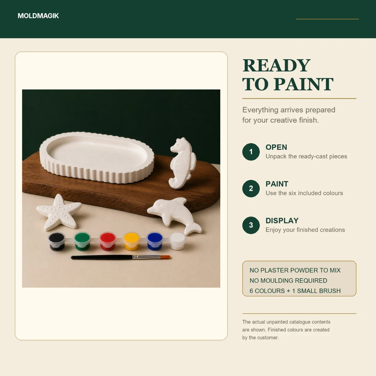 Ready to paint — open the box, paint the pieces, display them