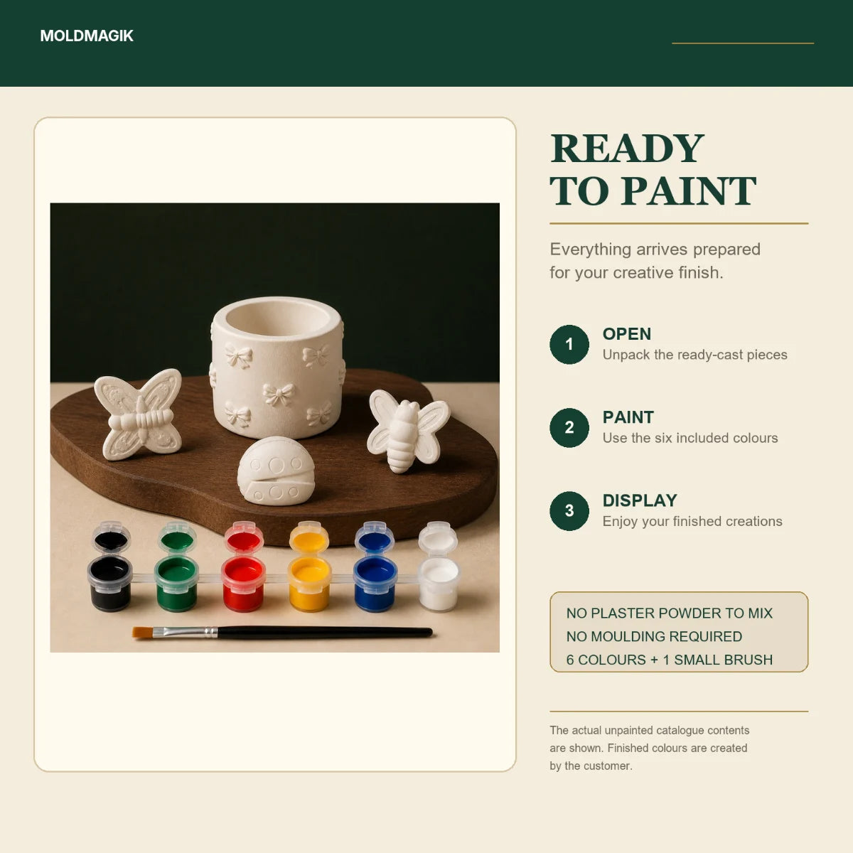 Ready to paint — open the box, paint the pieces, display them