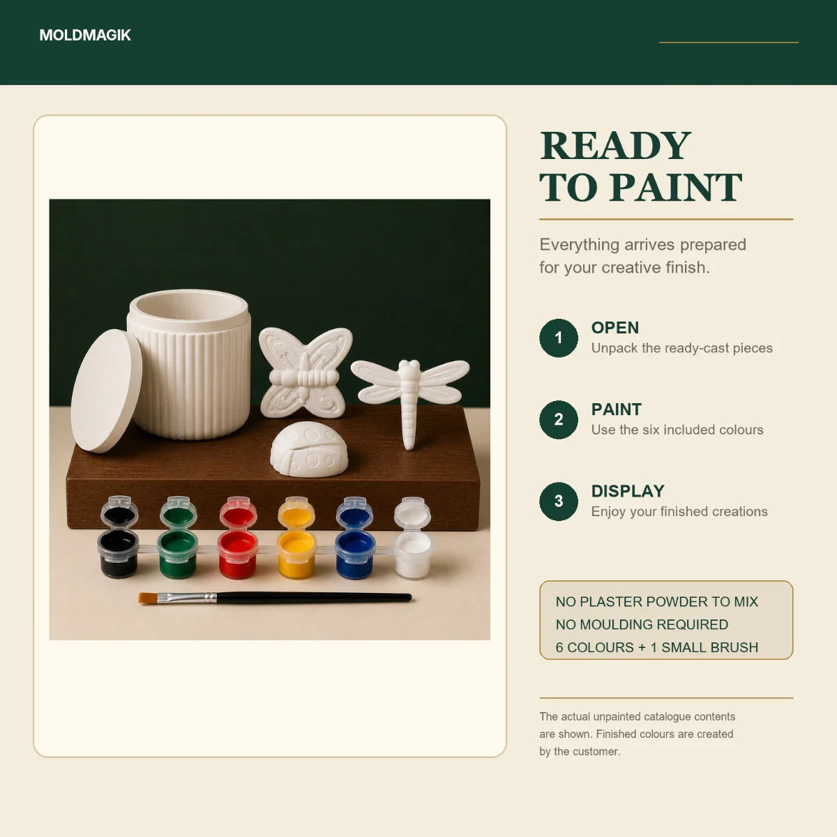 Ready to paint — open the box, paint the pieces, display them