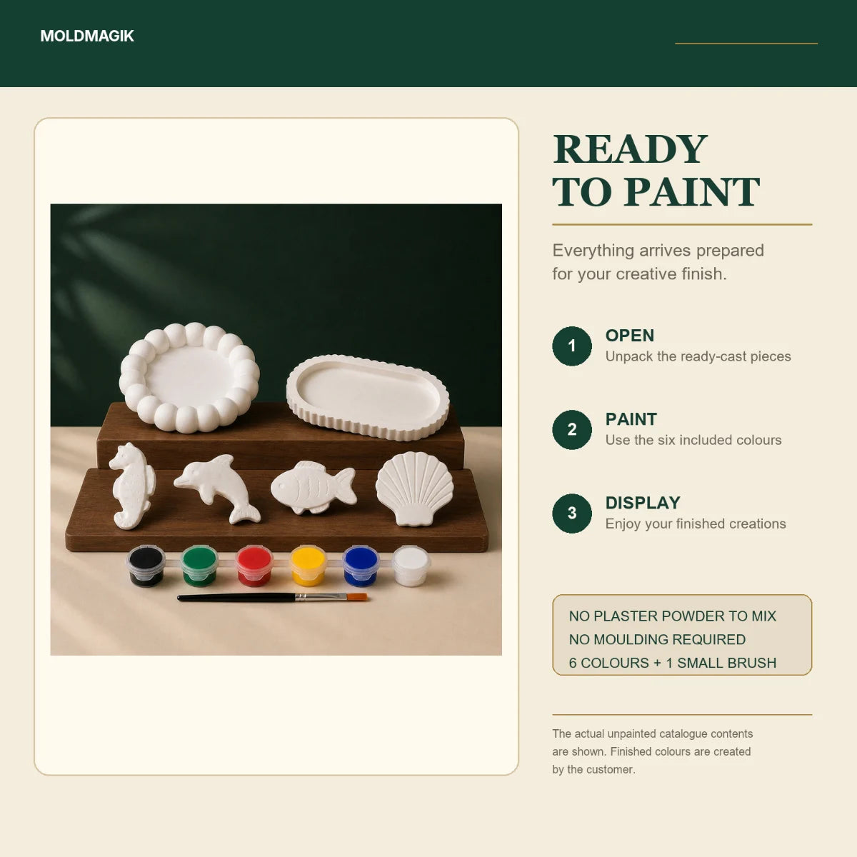 Ready to paint — open the box, paint the pieces, display them