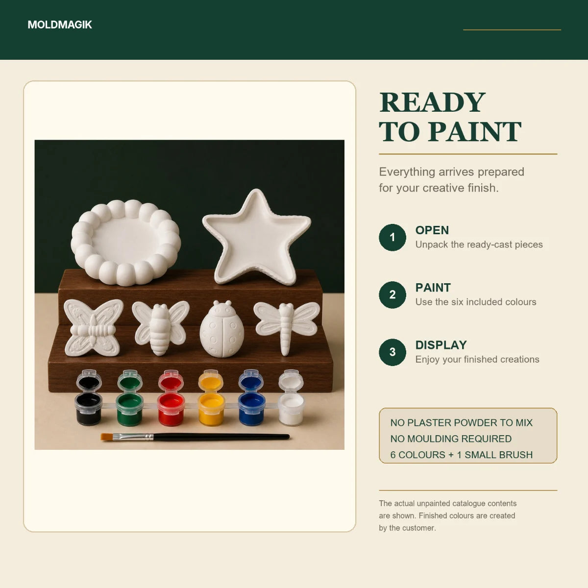 Ready to paint — open the box, paint the pieces, display them