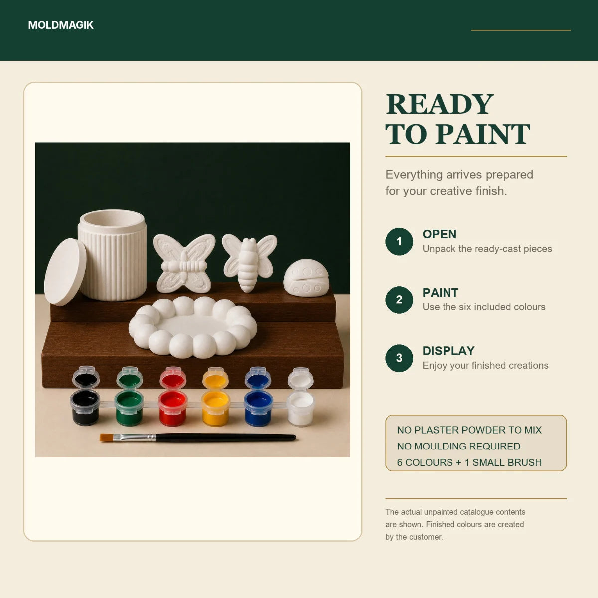 Ready to paint — open the box, paint the pieces, display them