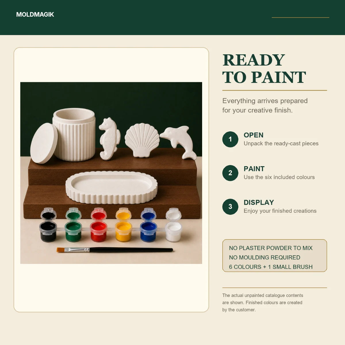 Ready to paint — open the box, paint the pieces, display them