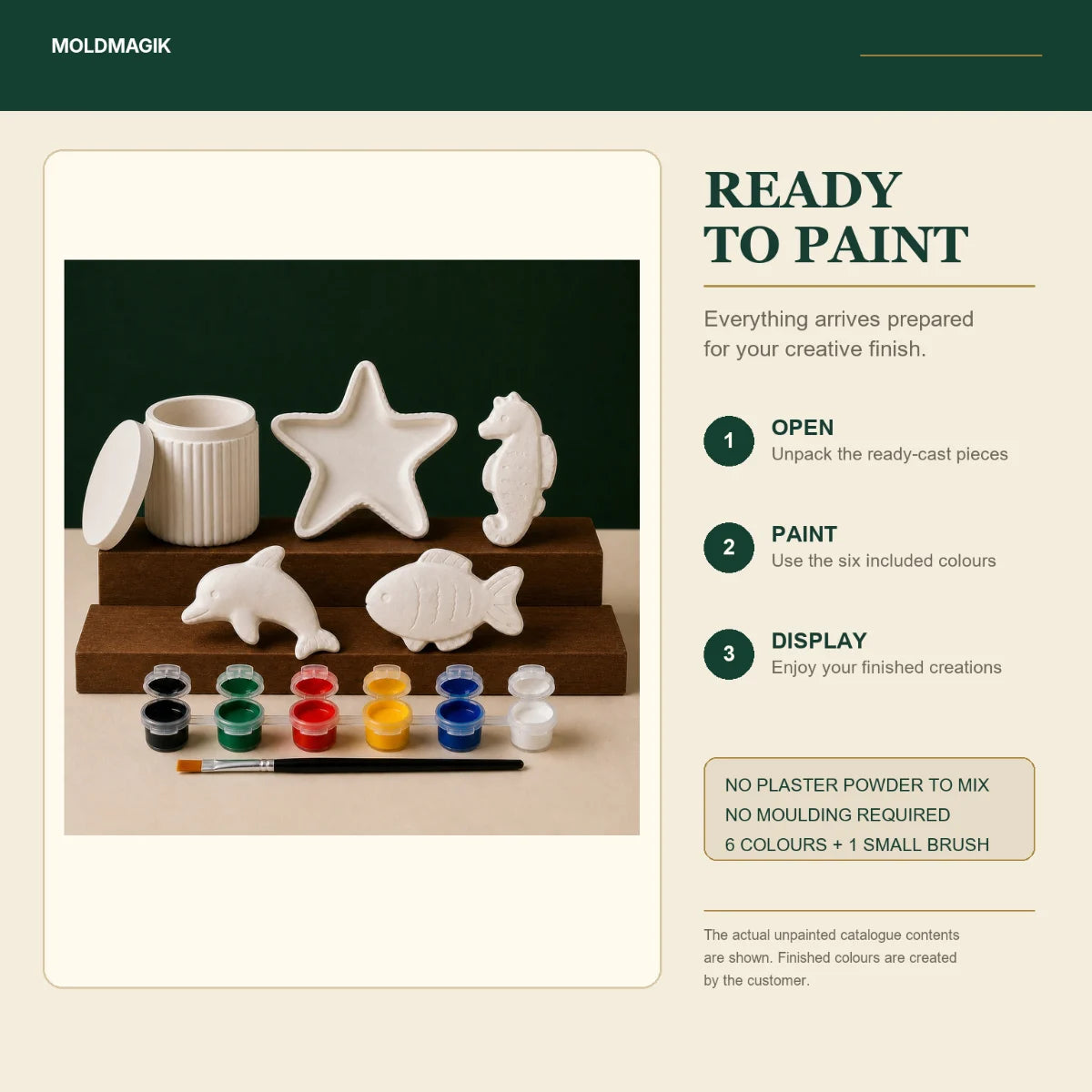 Ready to paint — open the box, paint the pieces, display them