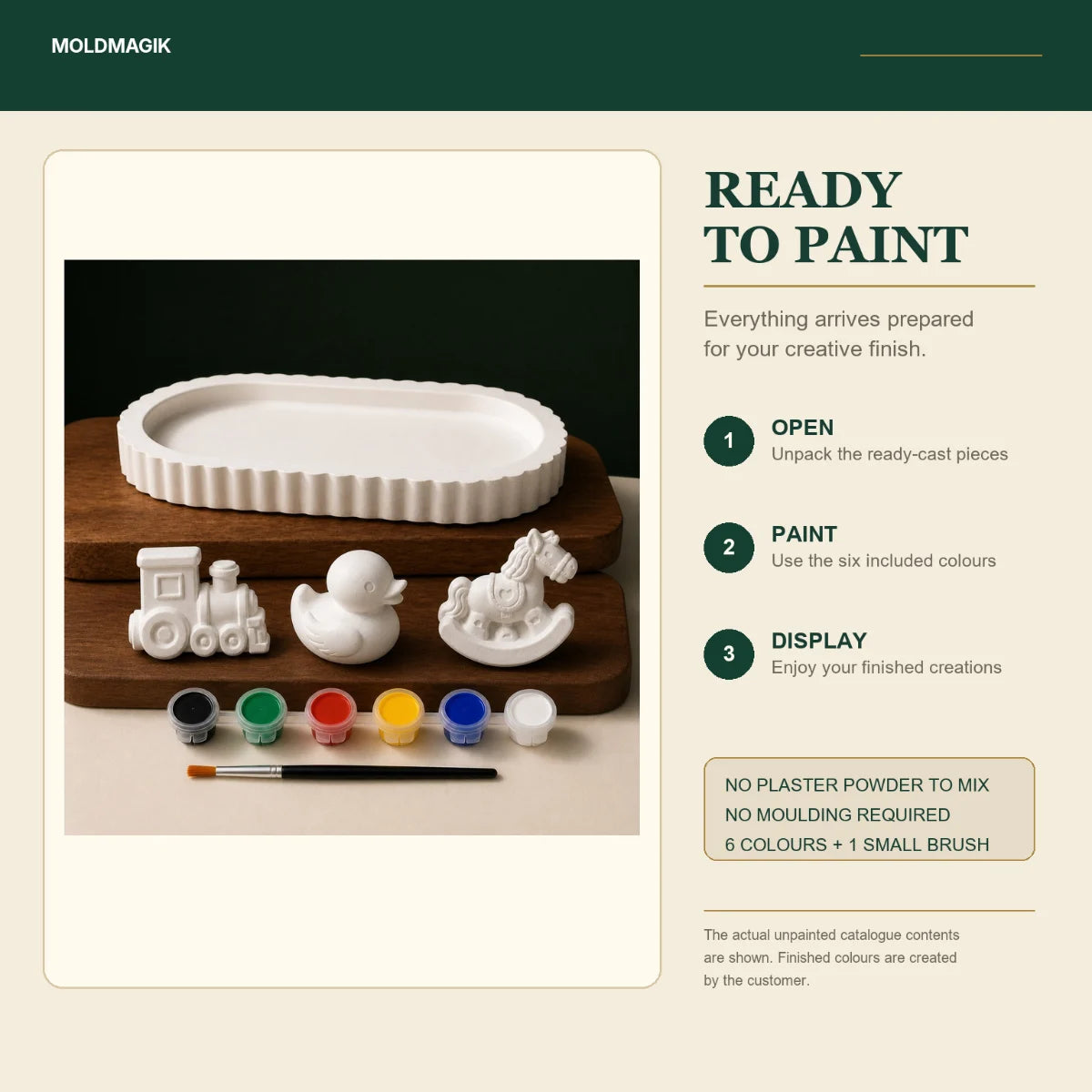 Ready to paint — open the box, paint the pieces, display them