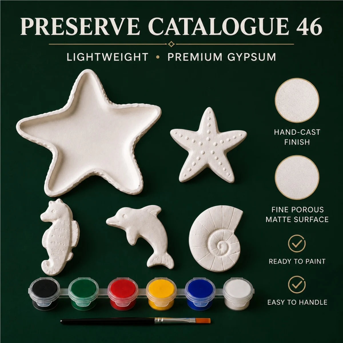 Everything included: the cast pieces, six paint colours and one brush