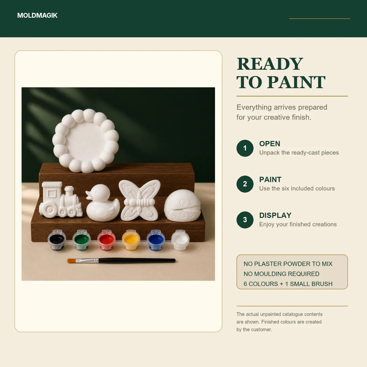 Ready to paint — open the box, paint the pieces, display them