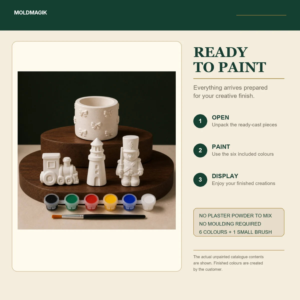 Ready to paint — open the box, paint the pieces, display them
