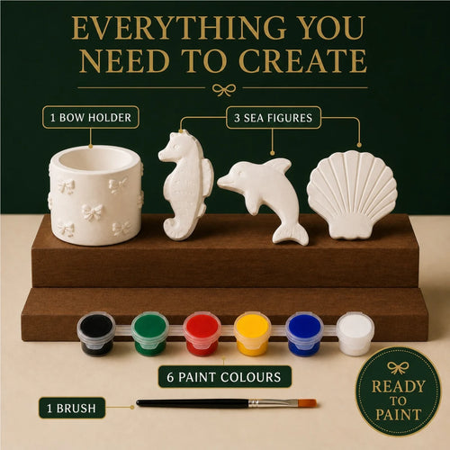 Everything included: the cast pieces, six paint colours and one brush