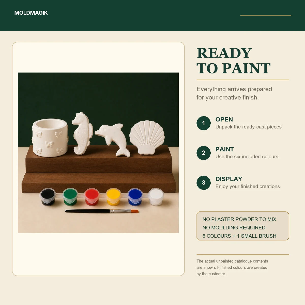 Ready to paint — open the box, paint the pieces, display them