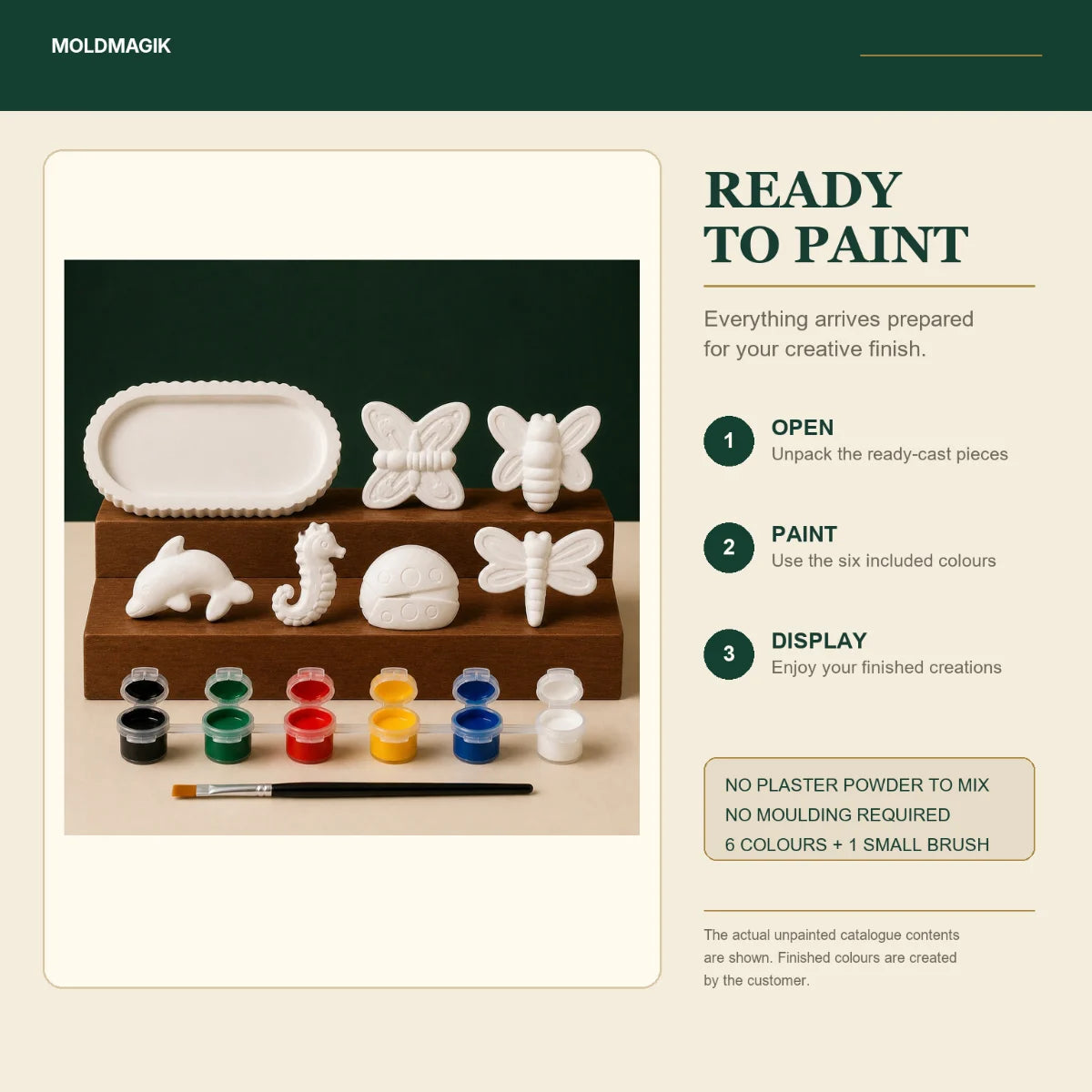 Ready to paint — open the box, paint the pieces, display them