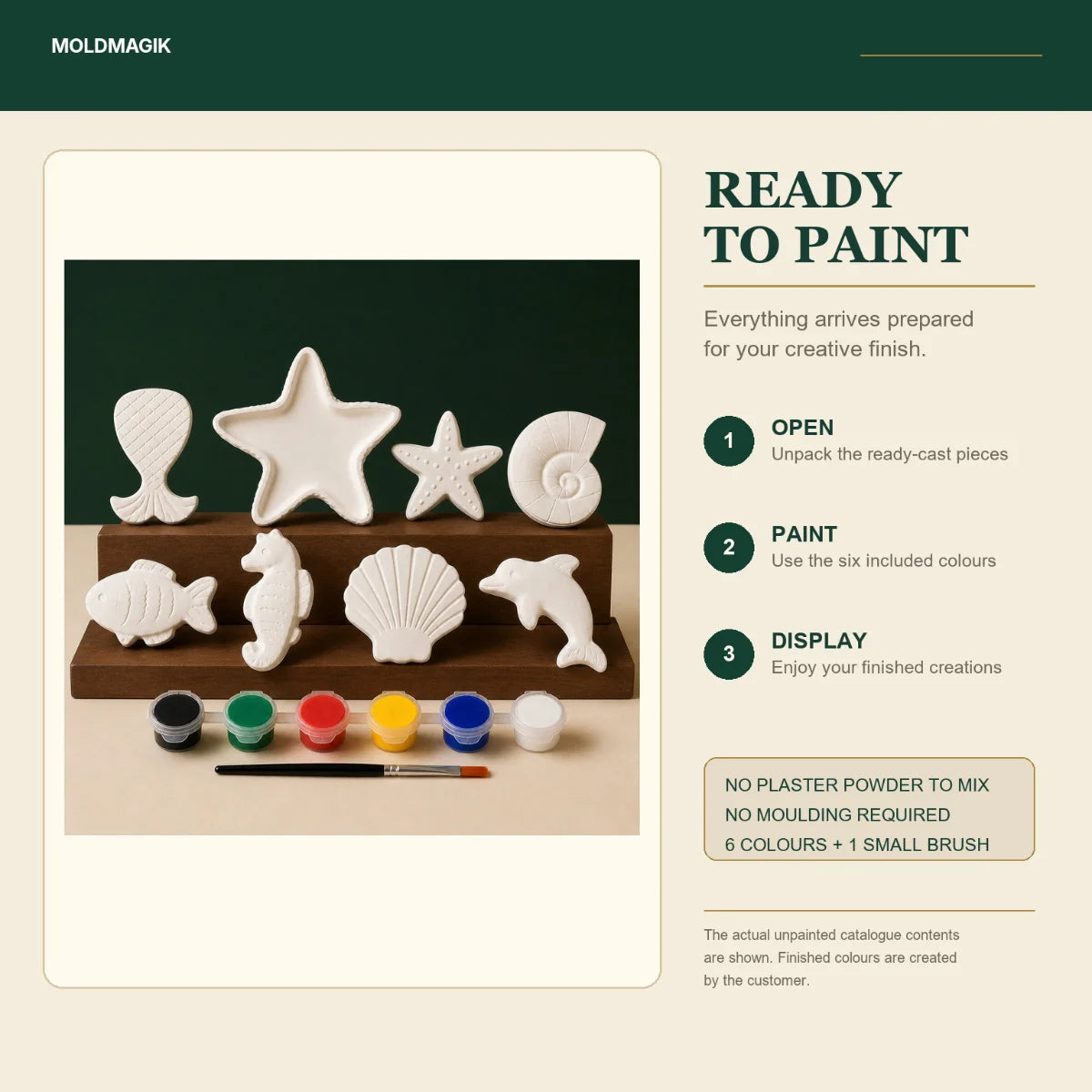 Ready to paint — open the box, paint the pieces, display them
