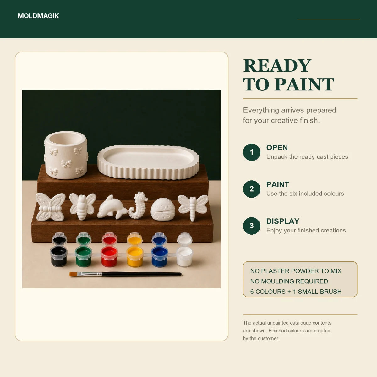 Ready to paint — open the box, paint the pieces, display them