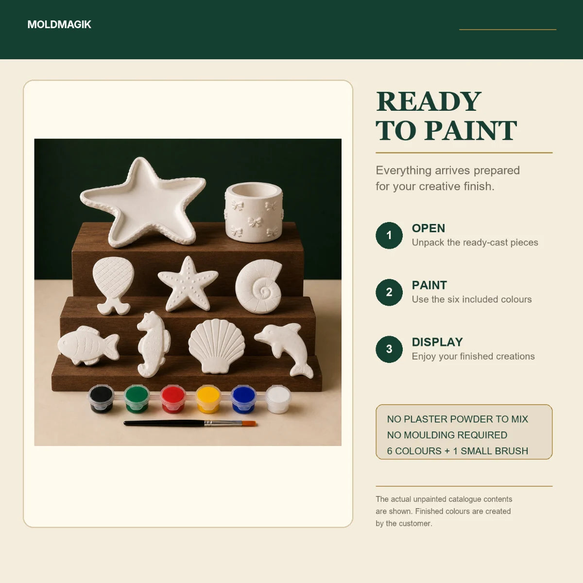 Ready to paint — open the box, paint the pieces, display them
